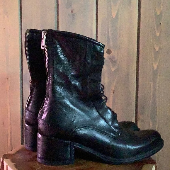 AS98 EUC ODIE COMBAT BOOT soft black leather lace up boots size 6/36 with box - Picture 11 of 13